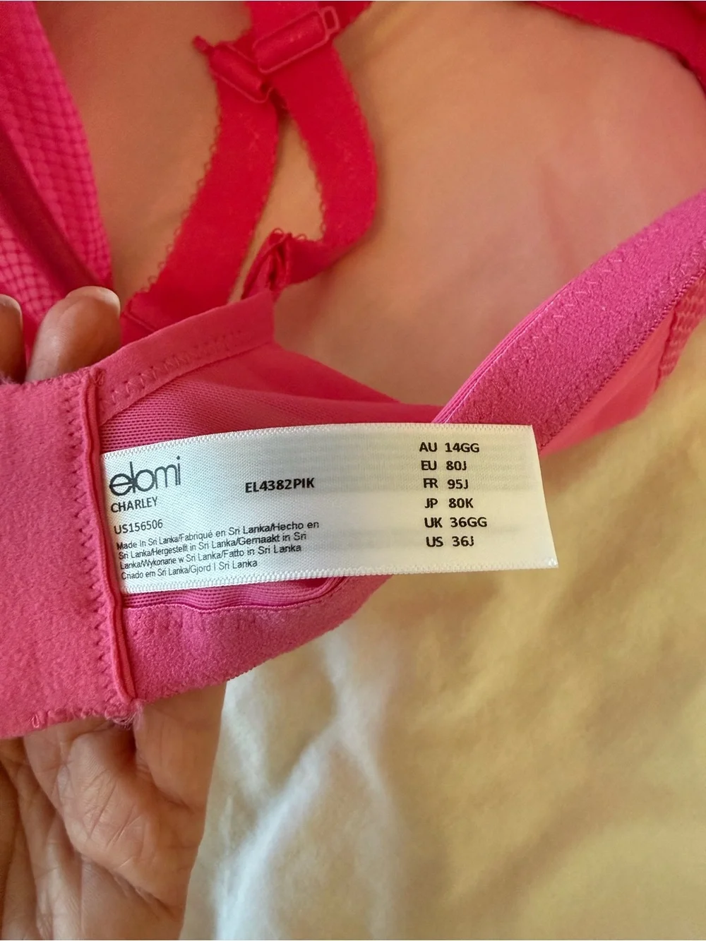 Elomi Hot Pink Lace Underwire bra 36J us